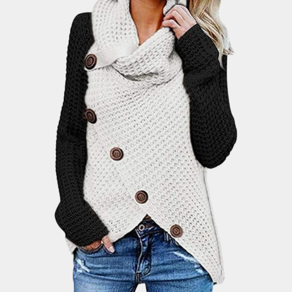 Maglione Asimmetrico con Collo Alto | Caldo | Chic e Moderno