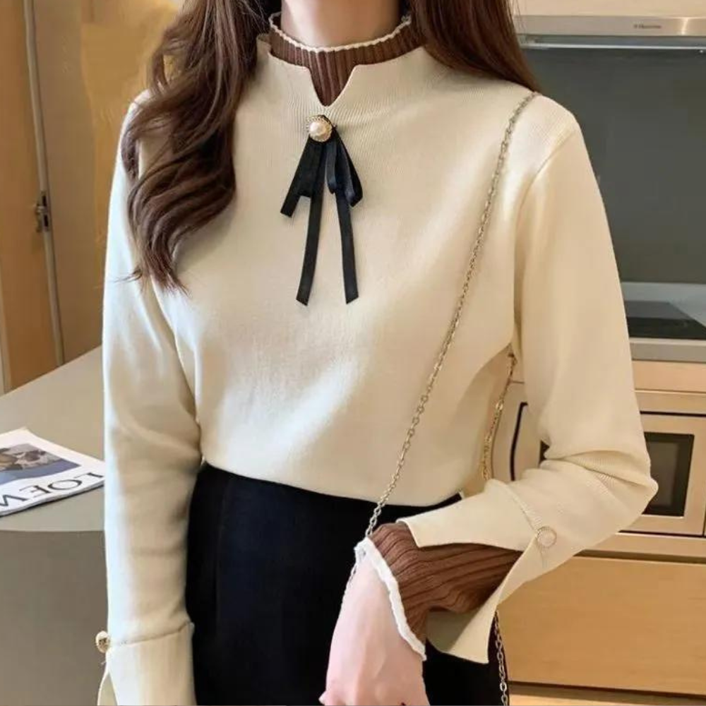 Maglione Elegante con Fiocco | Sofisticato & Morbido | Perfetto per l’Ufficio