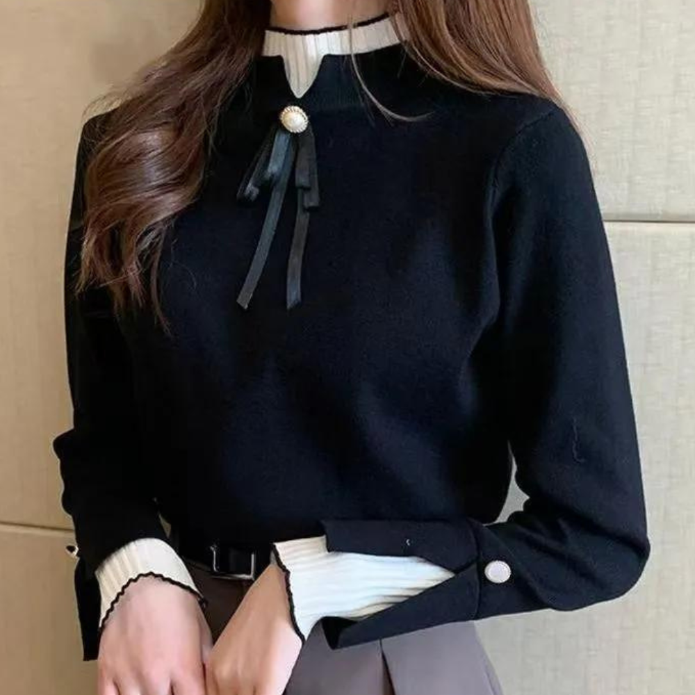 Maglione Elegante con Fiocco | Sofisticato & Morbido | Perfetto per l’Ufficio