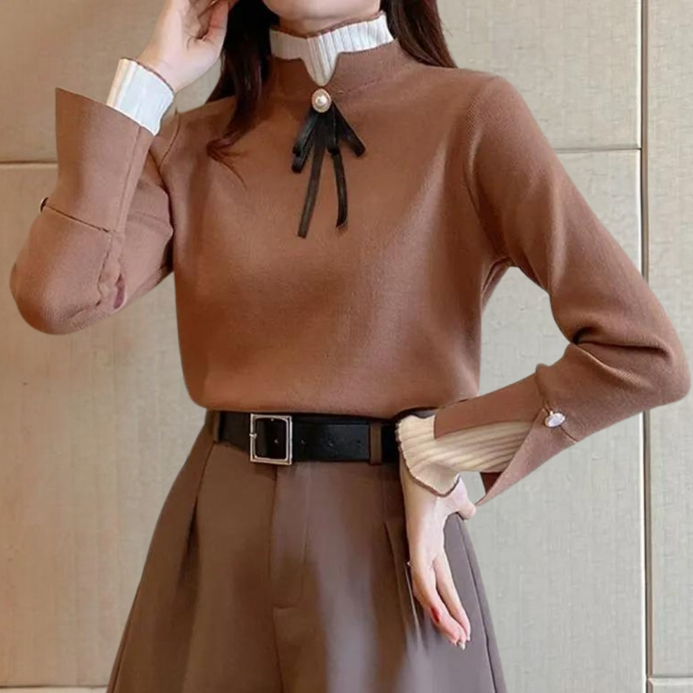 Maglione Elegante con Fiocco | Sofisticato & Morbido | Perfetto per l’Ufficio