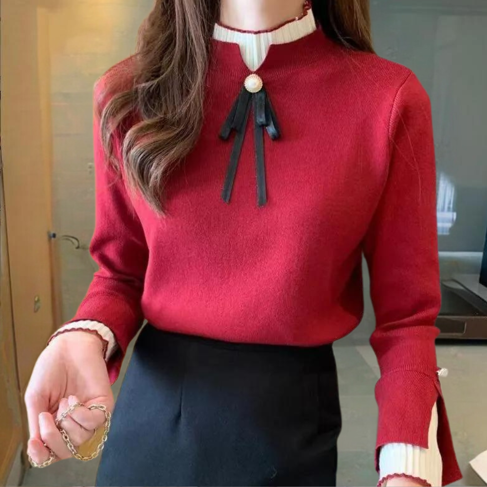 Maglione Elegante con Fiocco | Sofisticato & Morbido | Perfetto per l’Ufficio