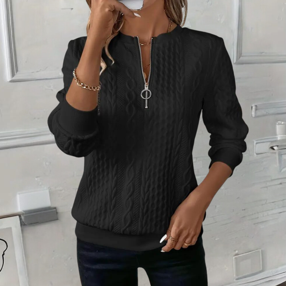 Maglione con Zip e Lavorazione a Treccia | Donna | Casual e Chic