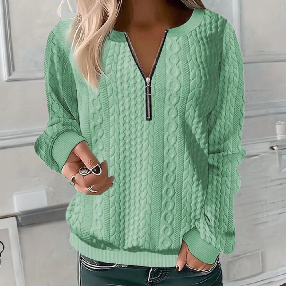 Maglione con Zip e Lavorazione a Treccia | Donna | Casual e Chic