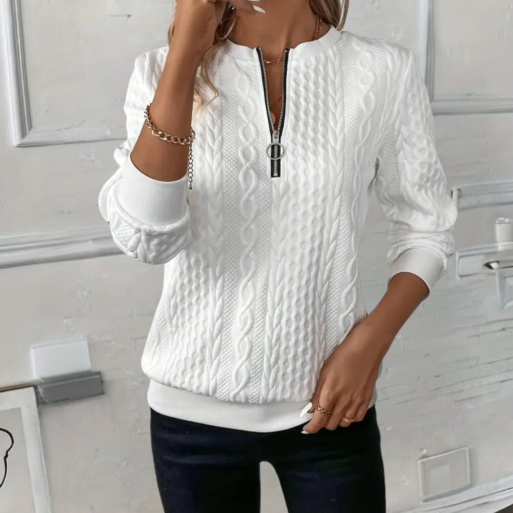 Maglione con Zip e Lavorazione a Treccia | Donna | Casual e Chic