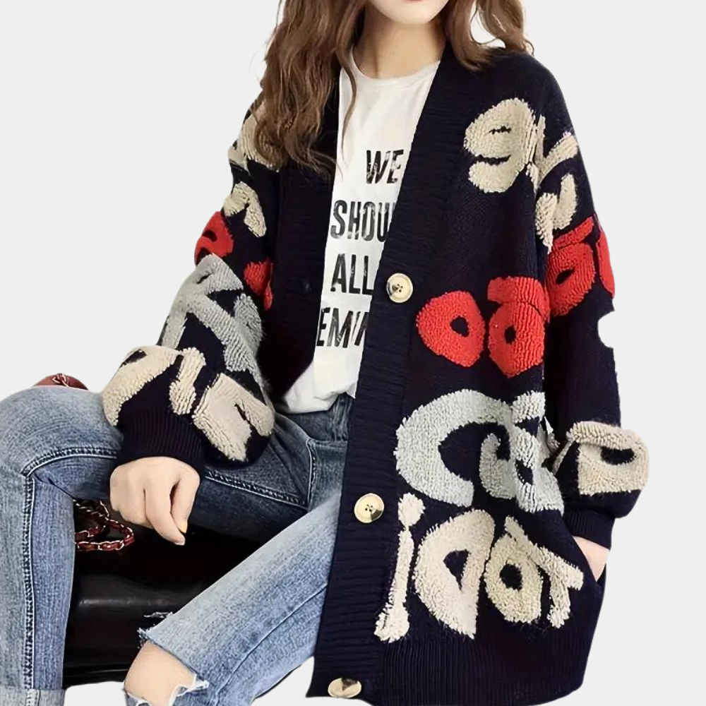 Cardigan Oversize Grafico | Morbido | Streetwear e di Tendenza