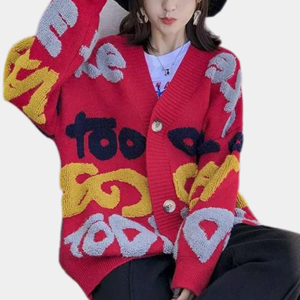 Cardigan Oversize Grafico | Morbido | Streetwear e di Tendenza