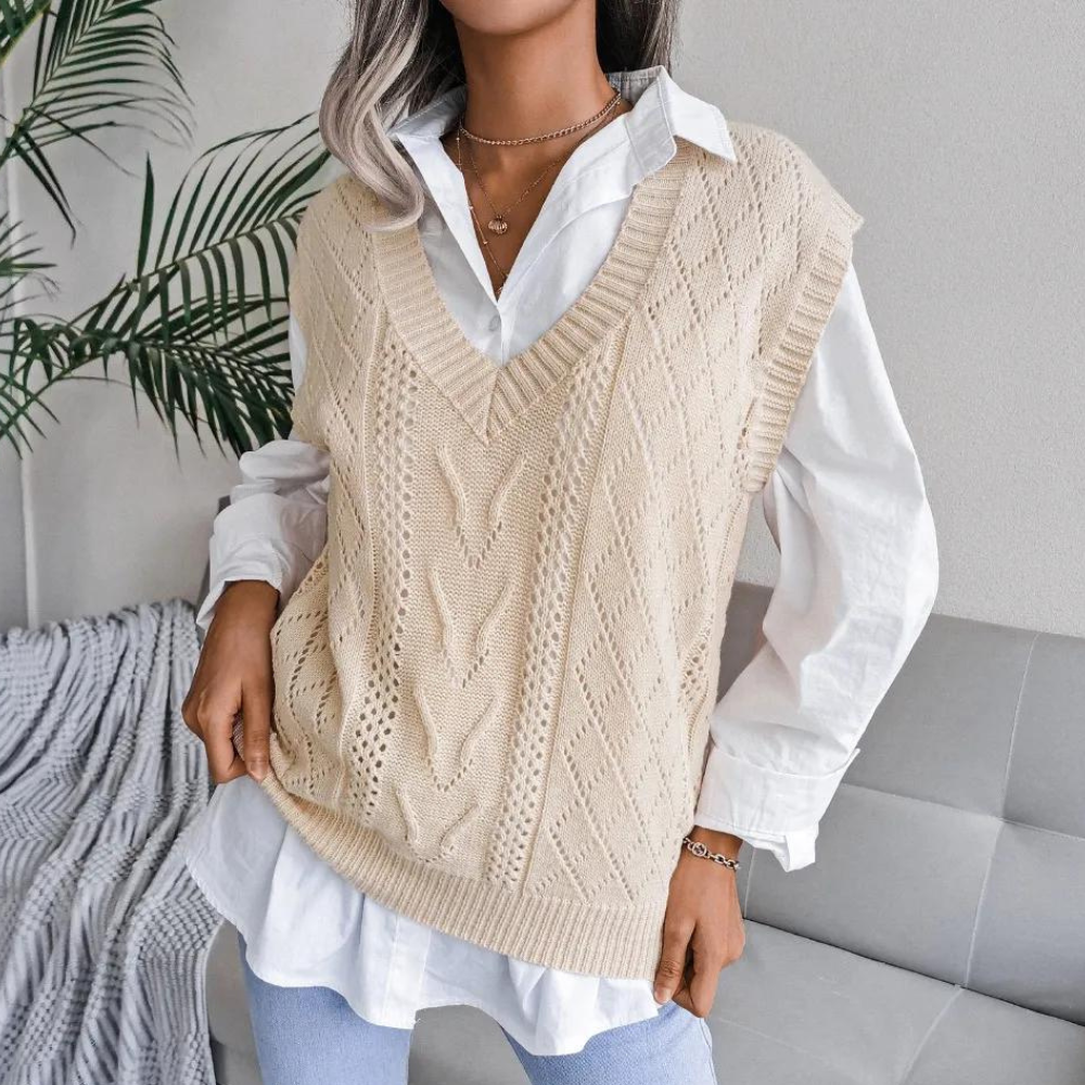 Gilet in Maglia Treccia | Misto Cotone | Elegante e Versatile