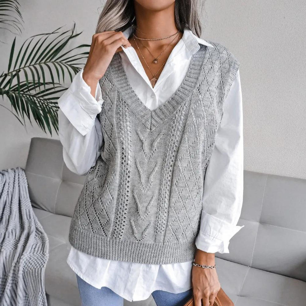 Gilet in Maglia Treccia | Misto Cotone | Elegante e Versatile