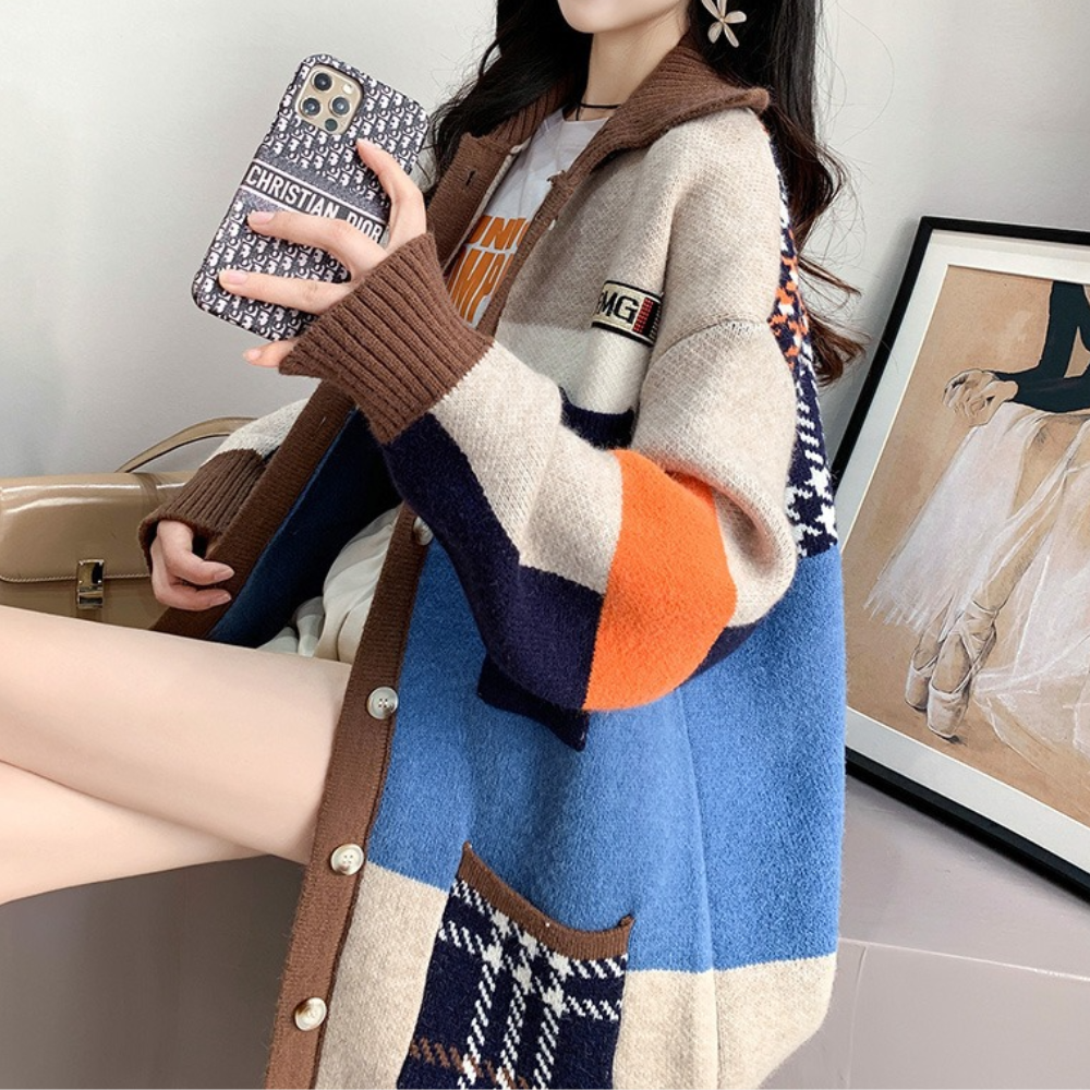 Cardigan Oversize Patchwork | Morbido | Colorato e Trendy