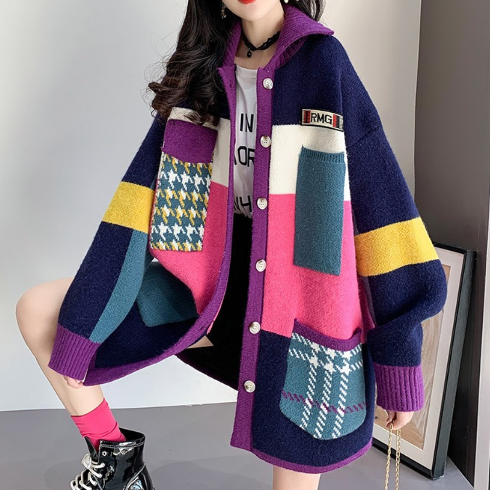 Cardigan Oversize Patchwork | Morbido | Colorato e Trendy