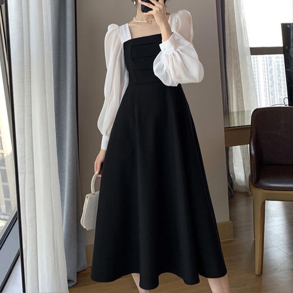 Abito Midi Elegante | Maniche Trasparenti | Chic & Raffinato