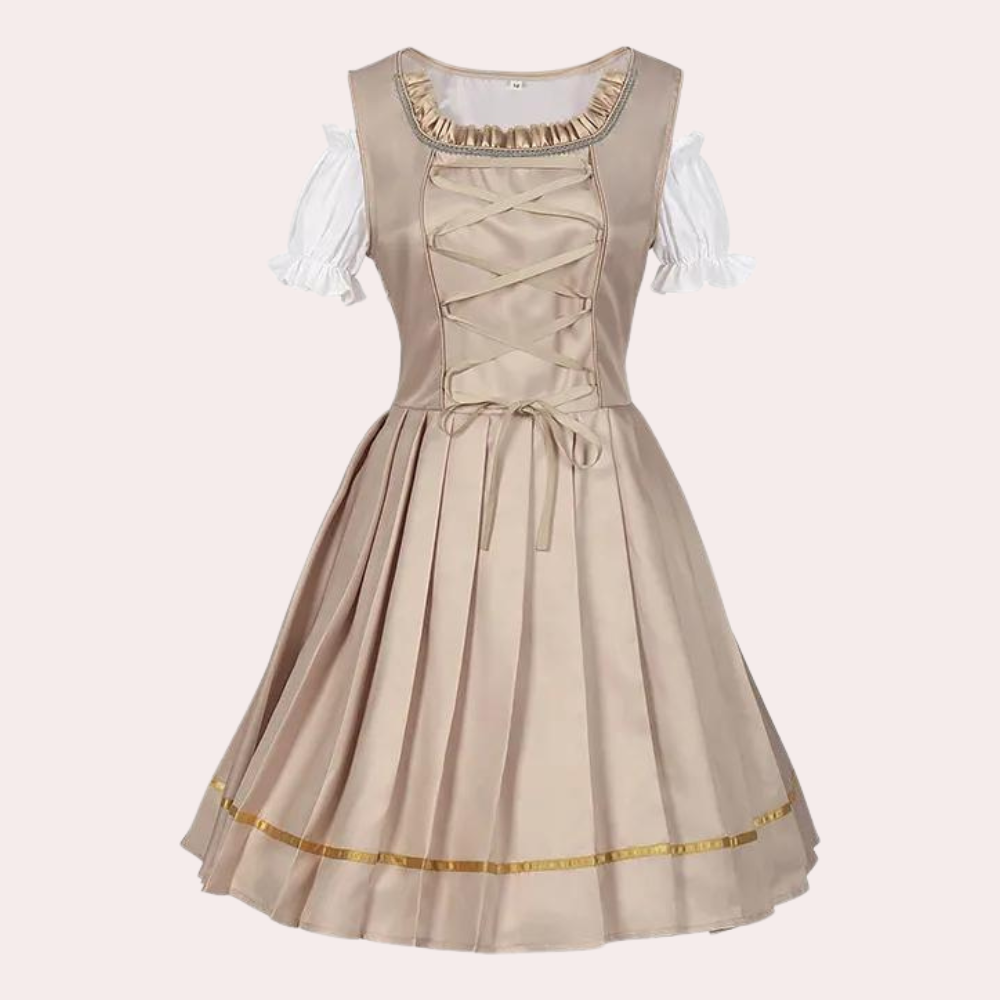 Dirndl Corto Tradizionale | Corpetto Elegante | Perfetto per Oktoberfest