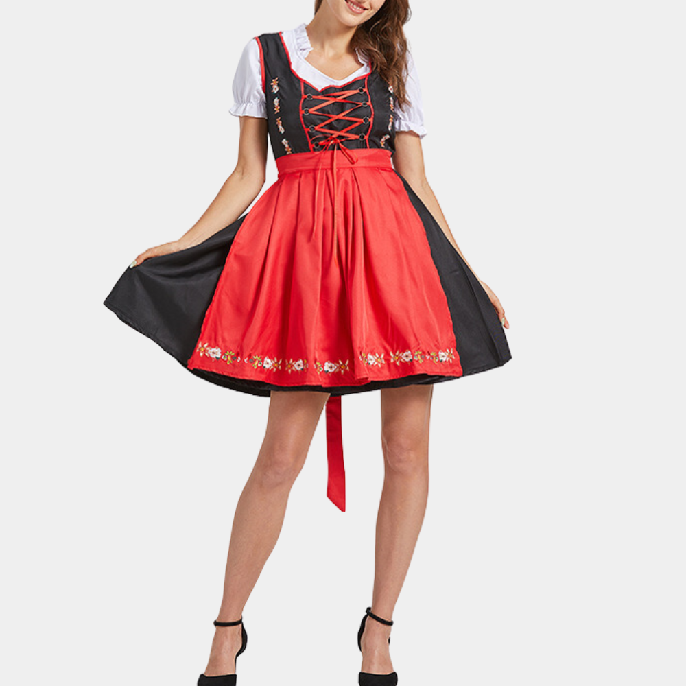 Dirndl Corto Tradizionale | Corpetto con Lacci | Perfetto per Oktoberfest
