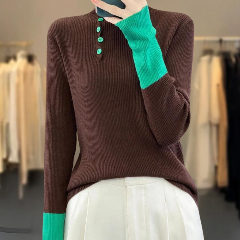 Maglione Aderente con Contrasti | Morbido | Elegante e Moderno