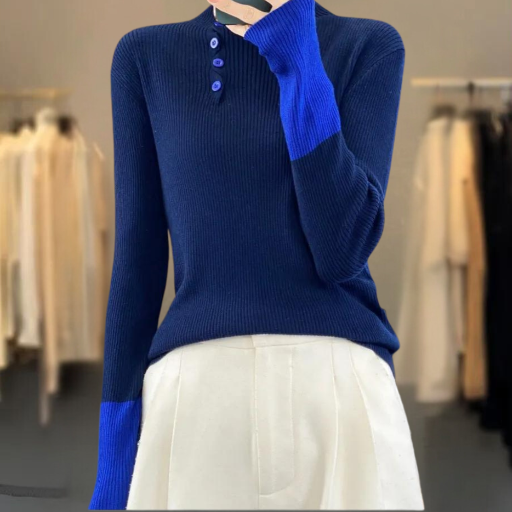 Maglione Aderente con Contrasti | Morbido | Elegante e Moderno