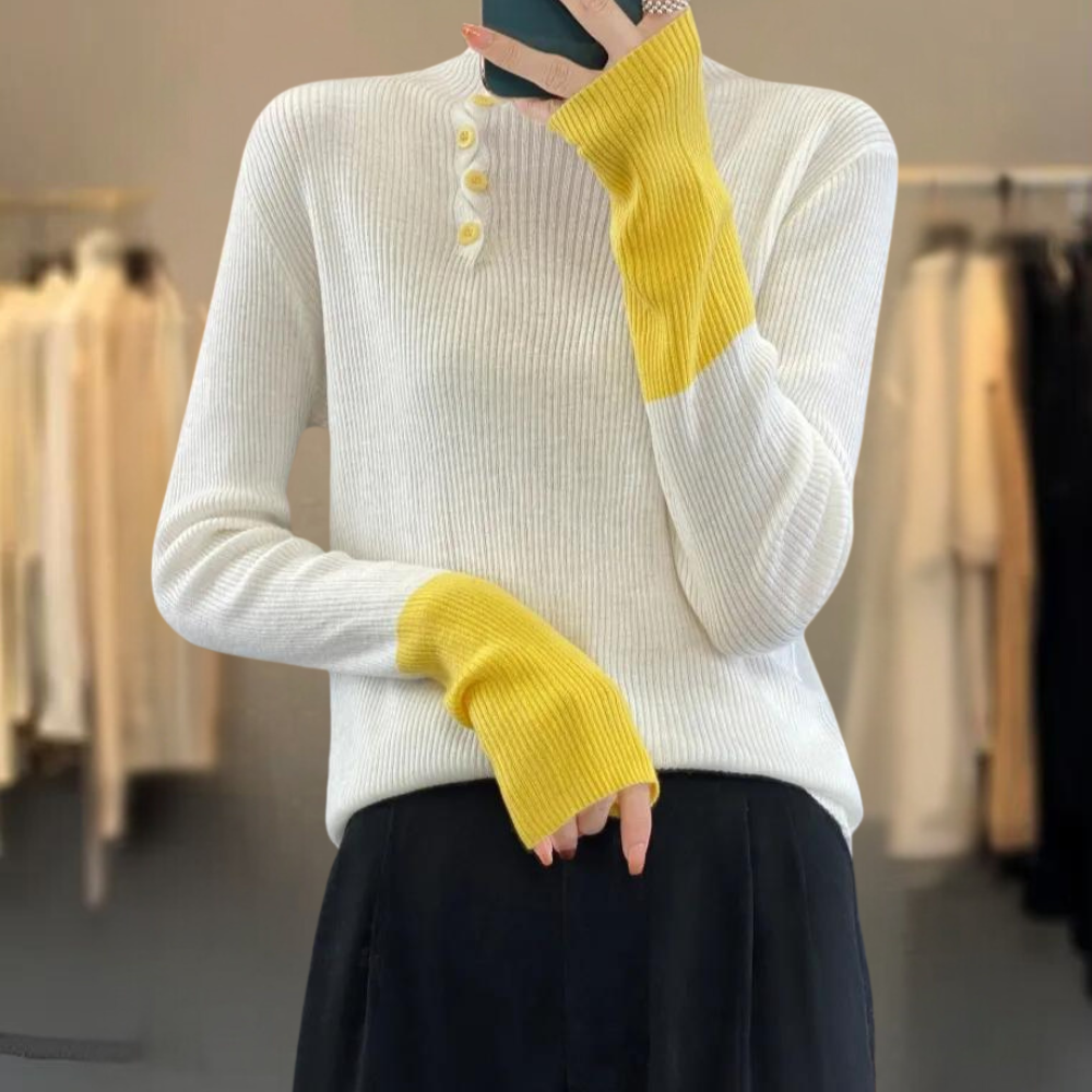 Maglione Aderente con Contrasti | Morbido | Elegante e Moderno
