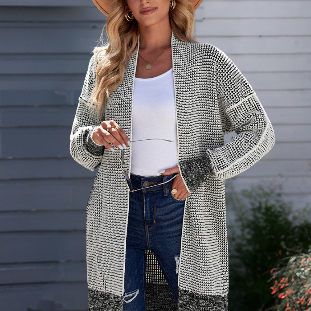 Cardigan Lungo Bicolore | Morbido | Elegante e Versatile