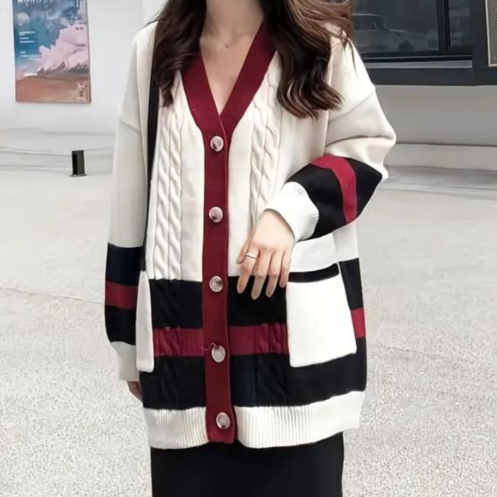 Cardigan Oversize con Righe | Morbido | Chic e Versatile