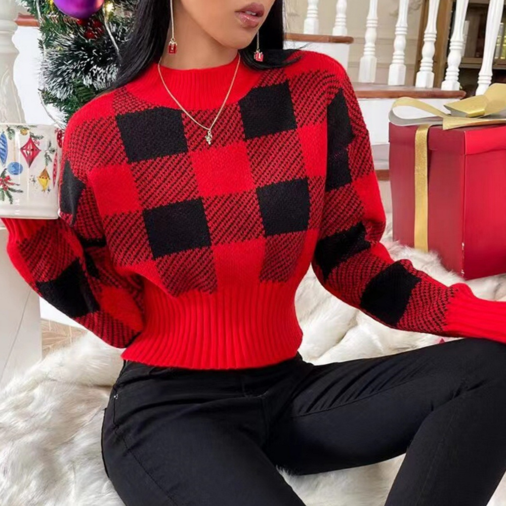 Maglione a Quadri Cropped | Caldo | Perfetto per l’Inverno