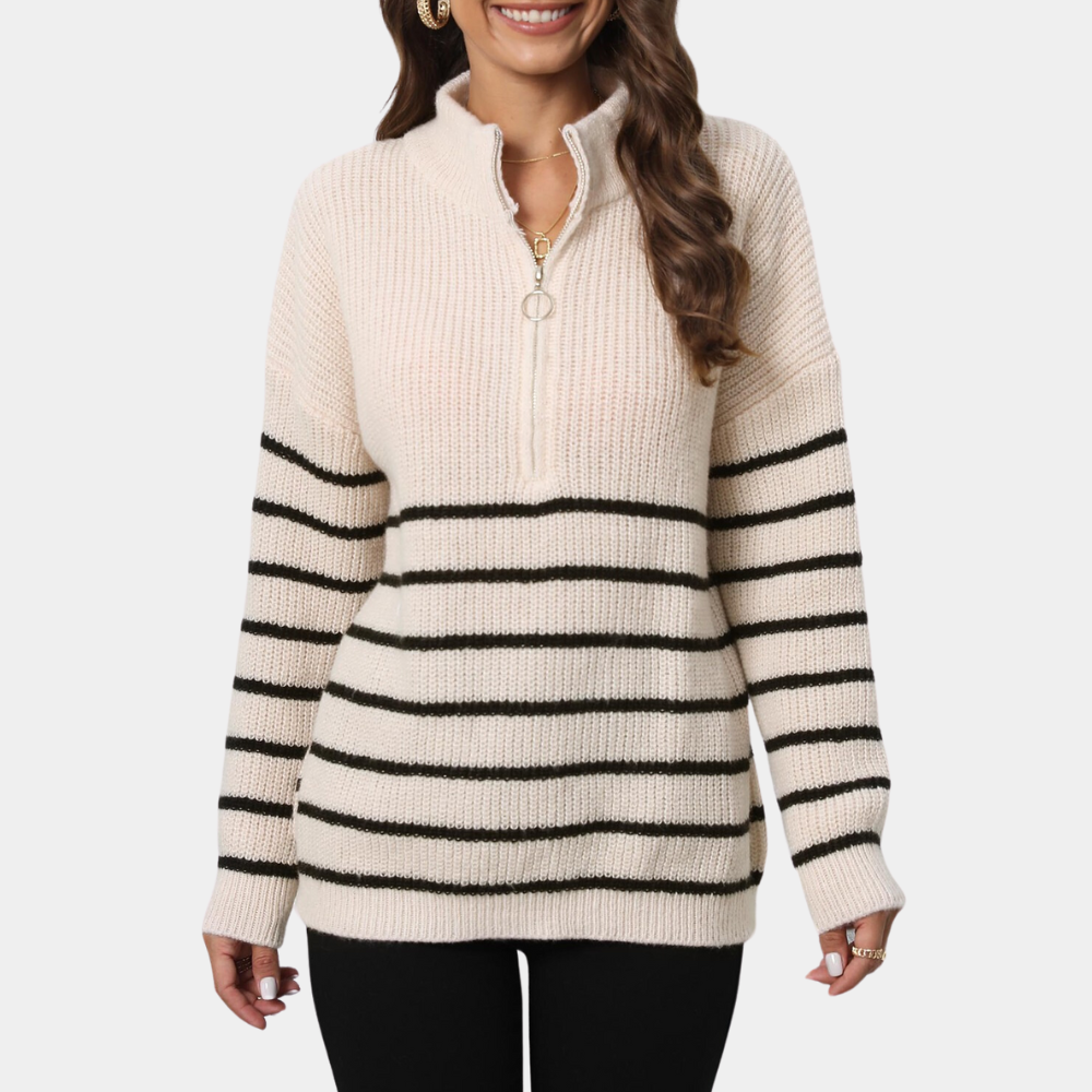 Maglione a Righe con Zip | Caldo | Casual e Trendy
