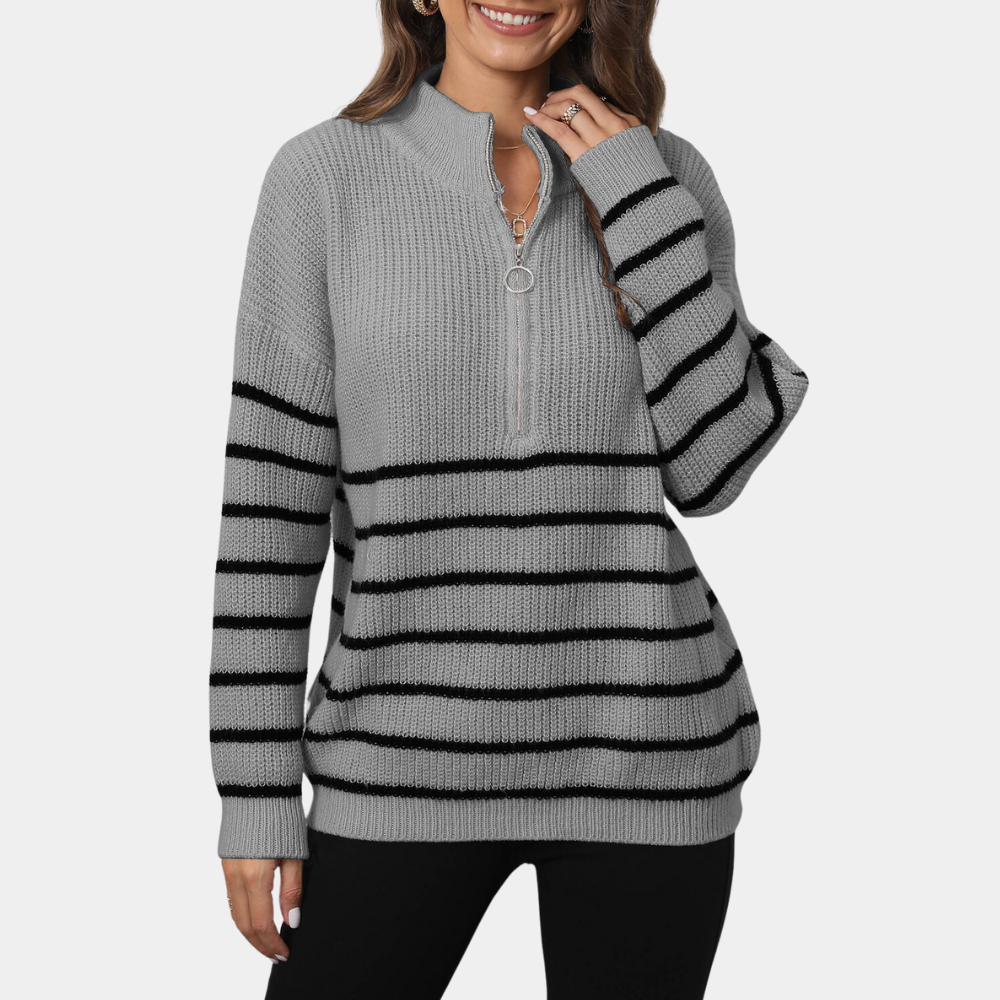 Maglione a Righe con Zip | Caldo | Casual e Trendy