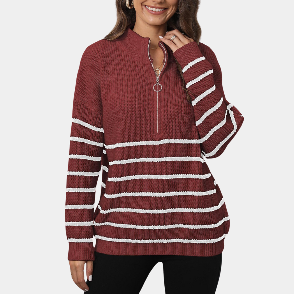 Maglione a Righe con Zip | Caldo | Casual e Trendy