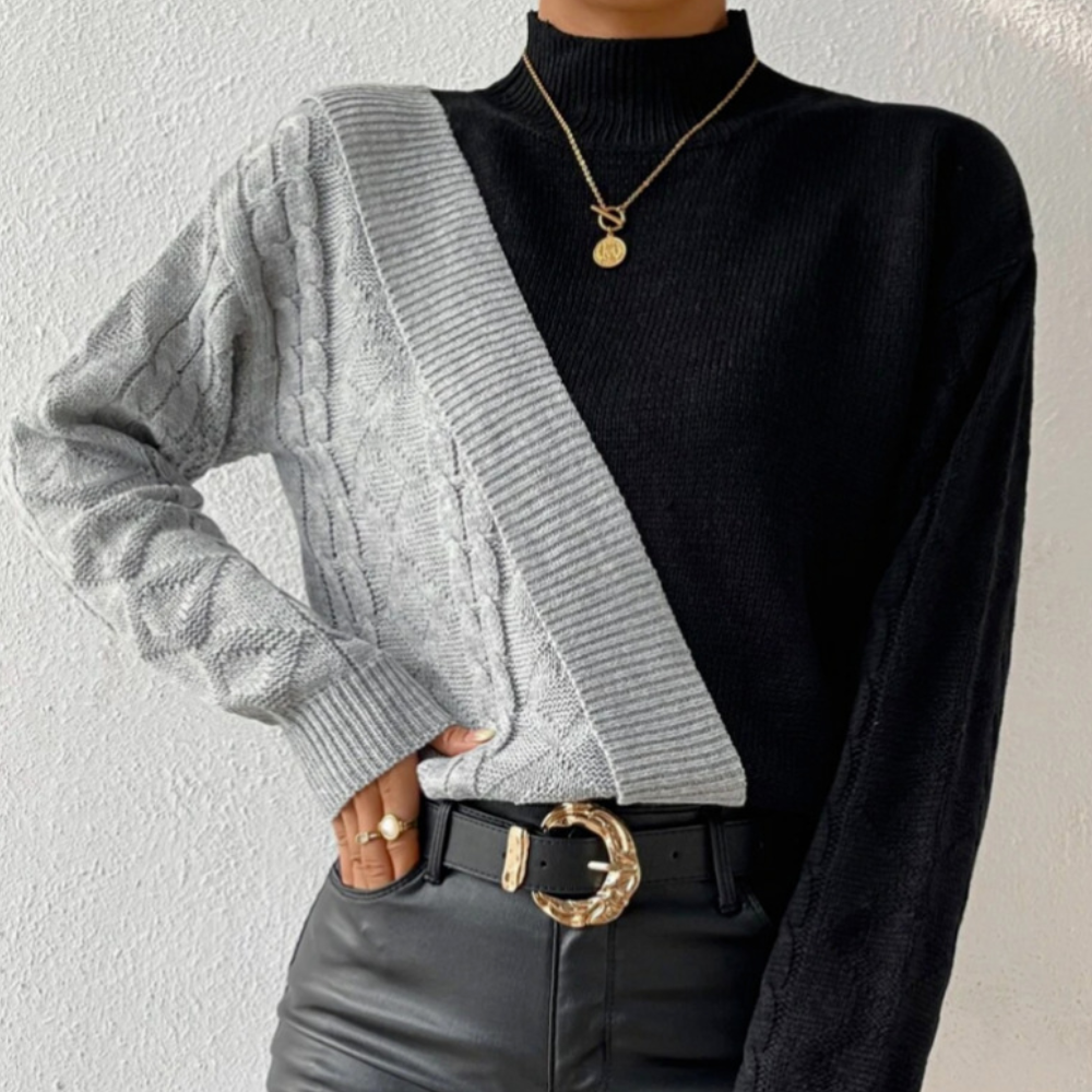 Maglione Bicolore Asimmetrico | Morbido | Moderno e Chic