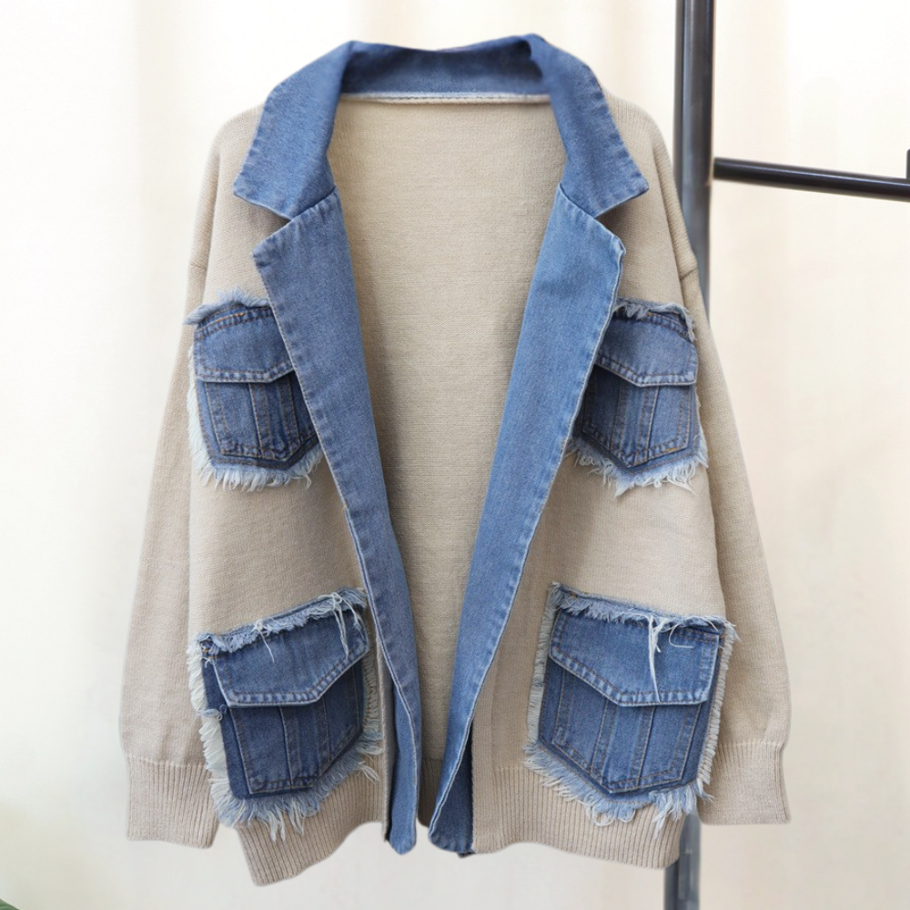 Cardigan Oversize Donna | Denim Sfrangiato | Stile Urban e Trendy