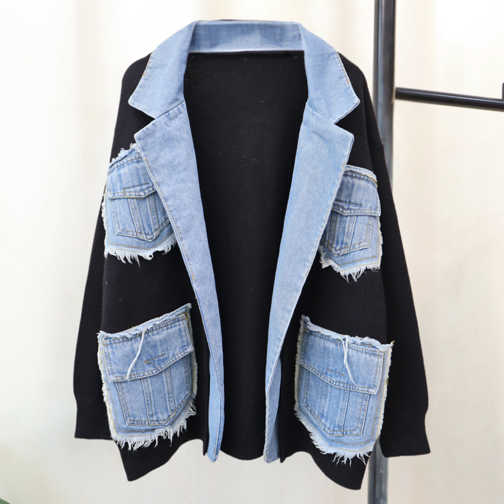 Cardigan Oversize Donna | Denim Sfrangiato | Stile Urban e Trendy
