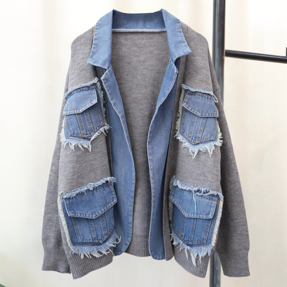 Cardigan Oversize Donna | Denim Sfrangiato | Stile Urban e Trendy