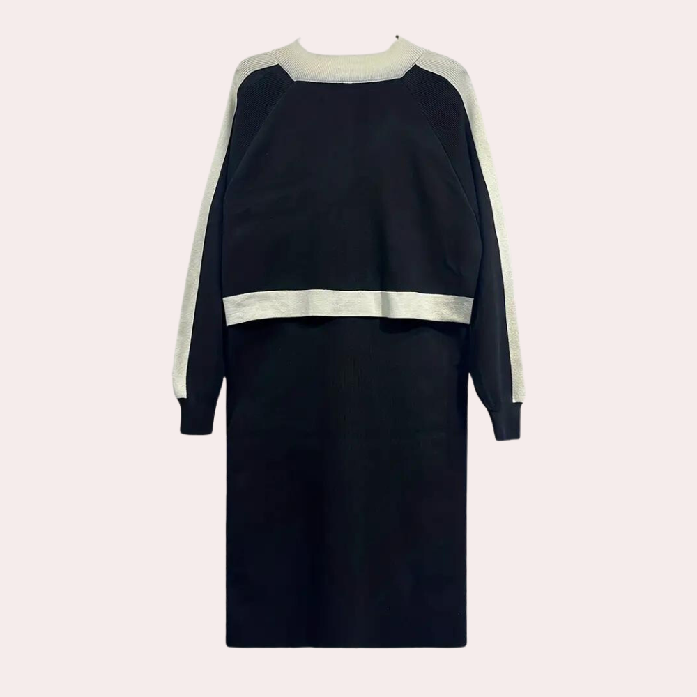 Abito Midi in Maglia | Bicolore | Elegante & Sofisticato