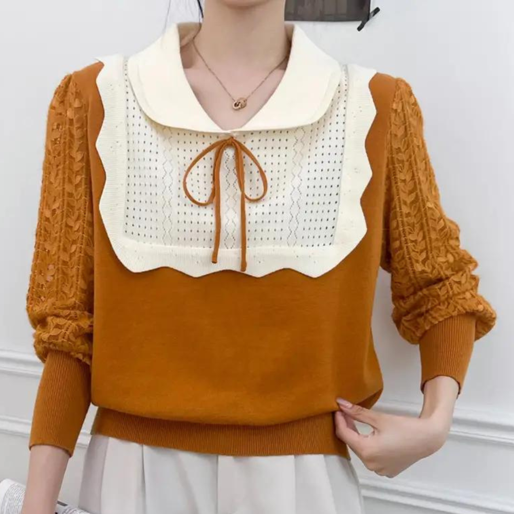 Maglione Donna | Maxi Colletto & Fiocco | Stile Romantico e Chic