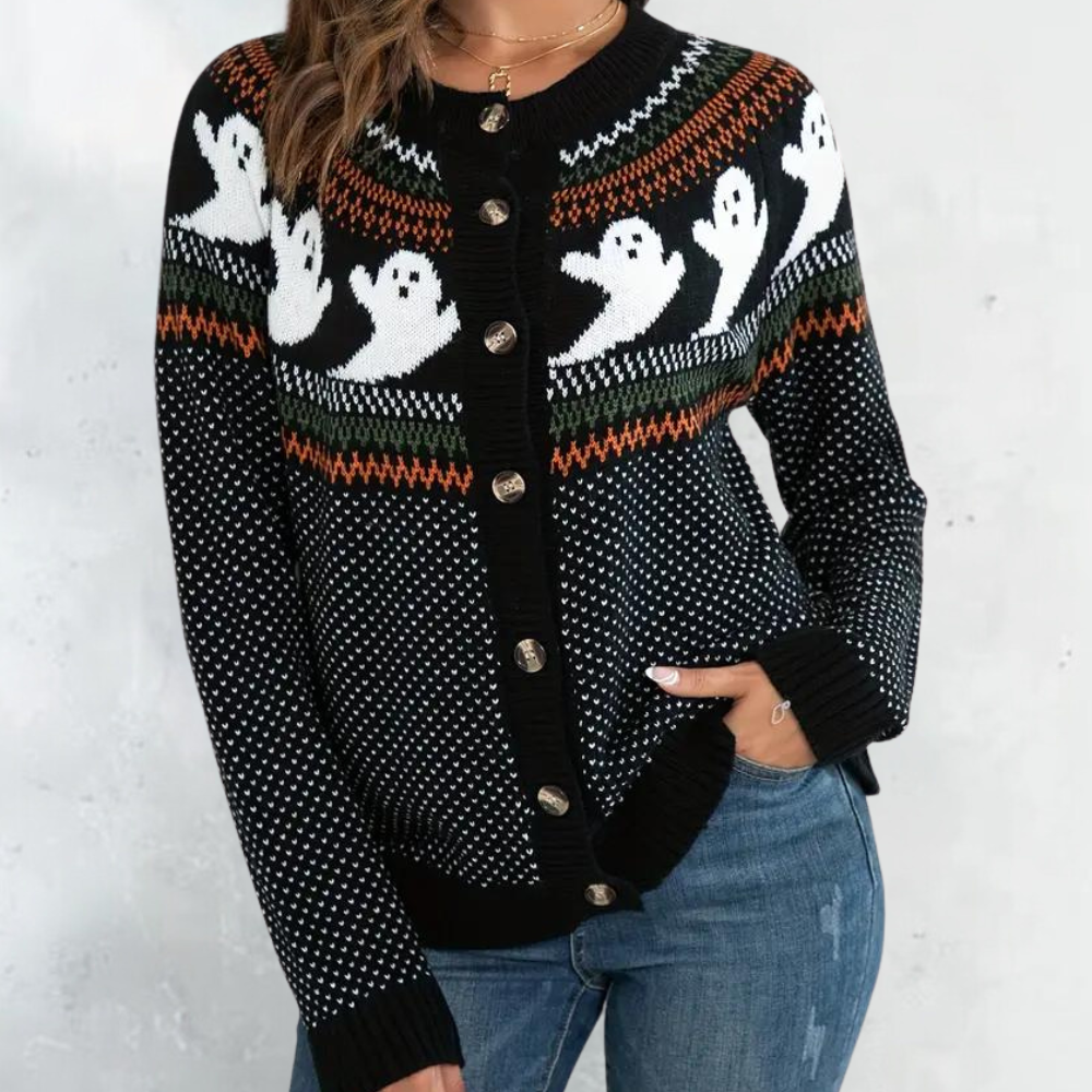 Cardigan Oversize Fantasmi | Morbido | Caldo e Festivo