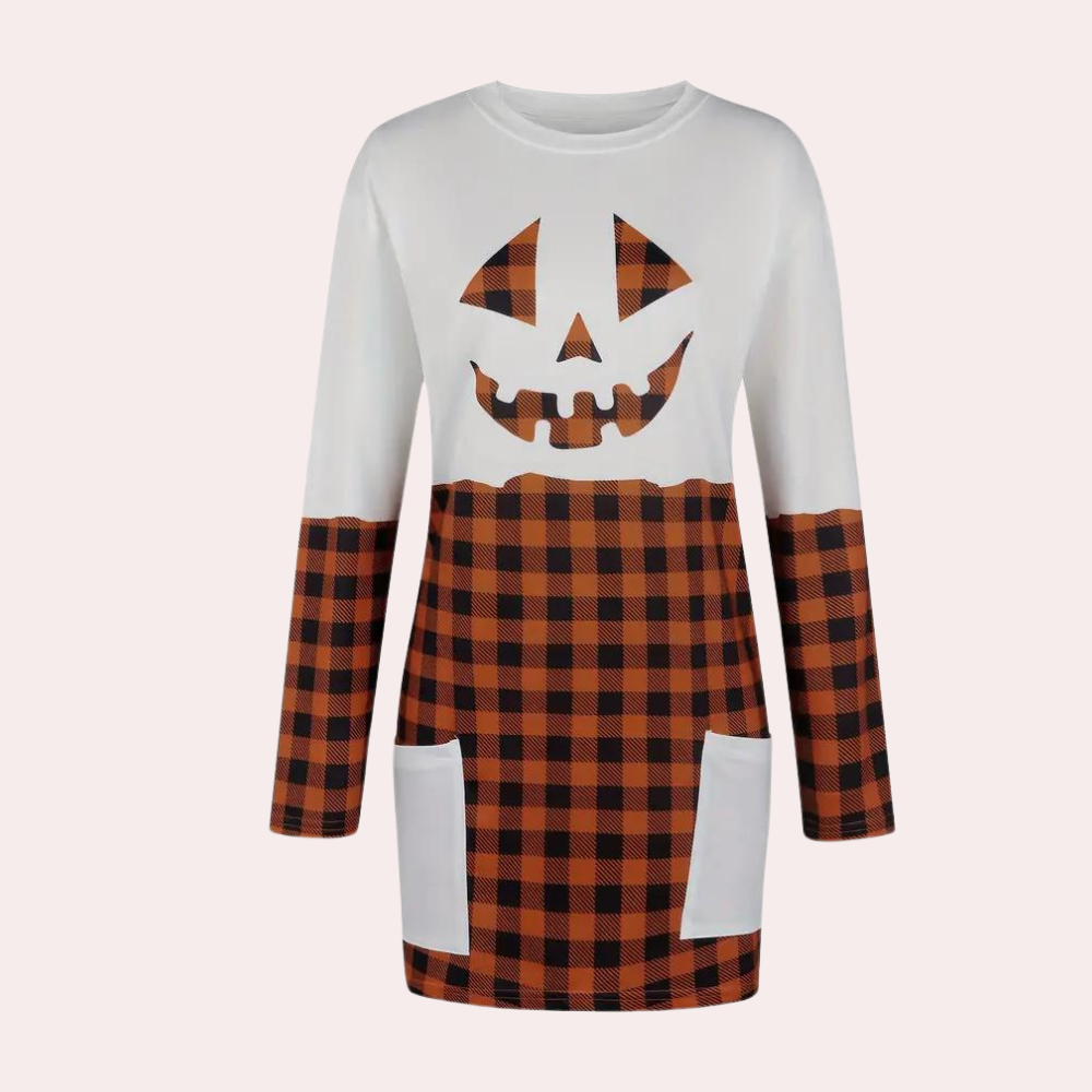 Mini Abito Halloween con Zucca | Morbido | Perfetto per un Look Festivo