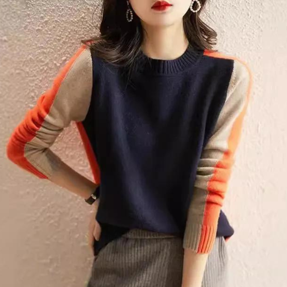 Maglione Donna | Maniche a Contrasto | Stile Elegante e Moderno