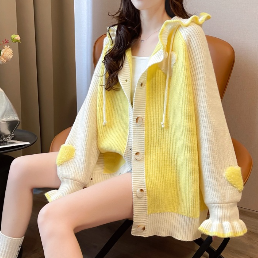 Cardigan Oversize Donna | Cappuccio con Fiocchi | Stile Morbido e Romantico