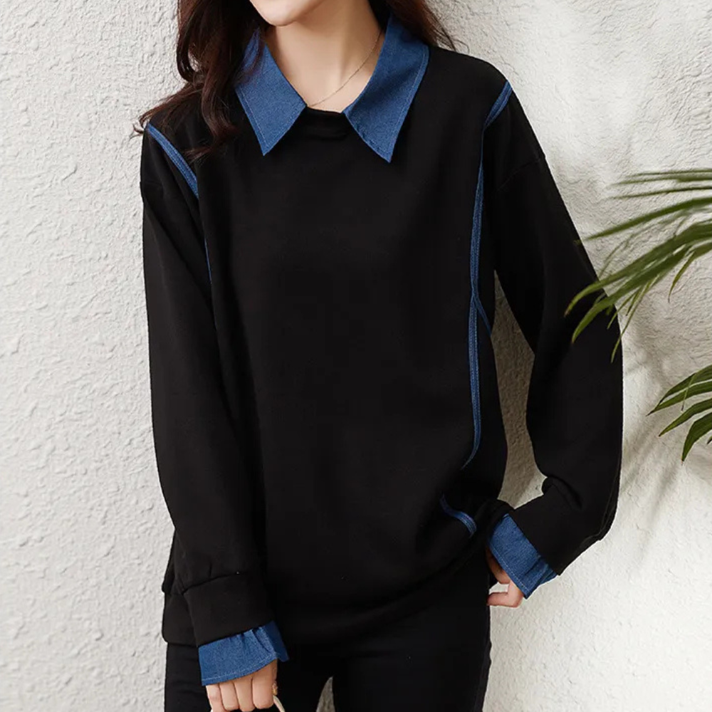 Maglione con Dettagli in Denim | Morbido | Chic e Moderno