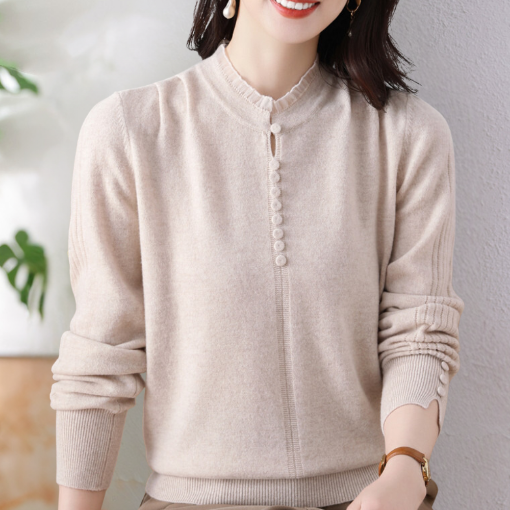 Maglione a Collo Alto con Bottoni | Morbido | Elegante e Versatile