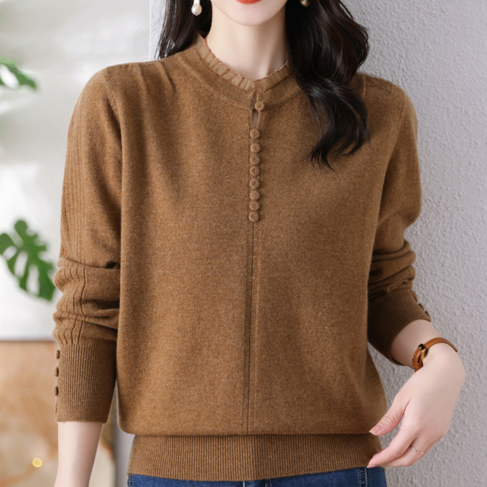 Maglione a Collo Alto con Bottoni | Morbido | Elegante e Versatile