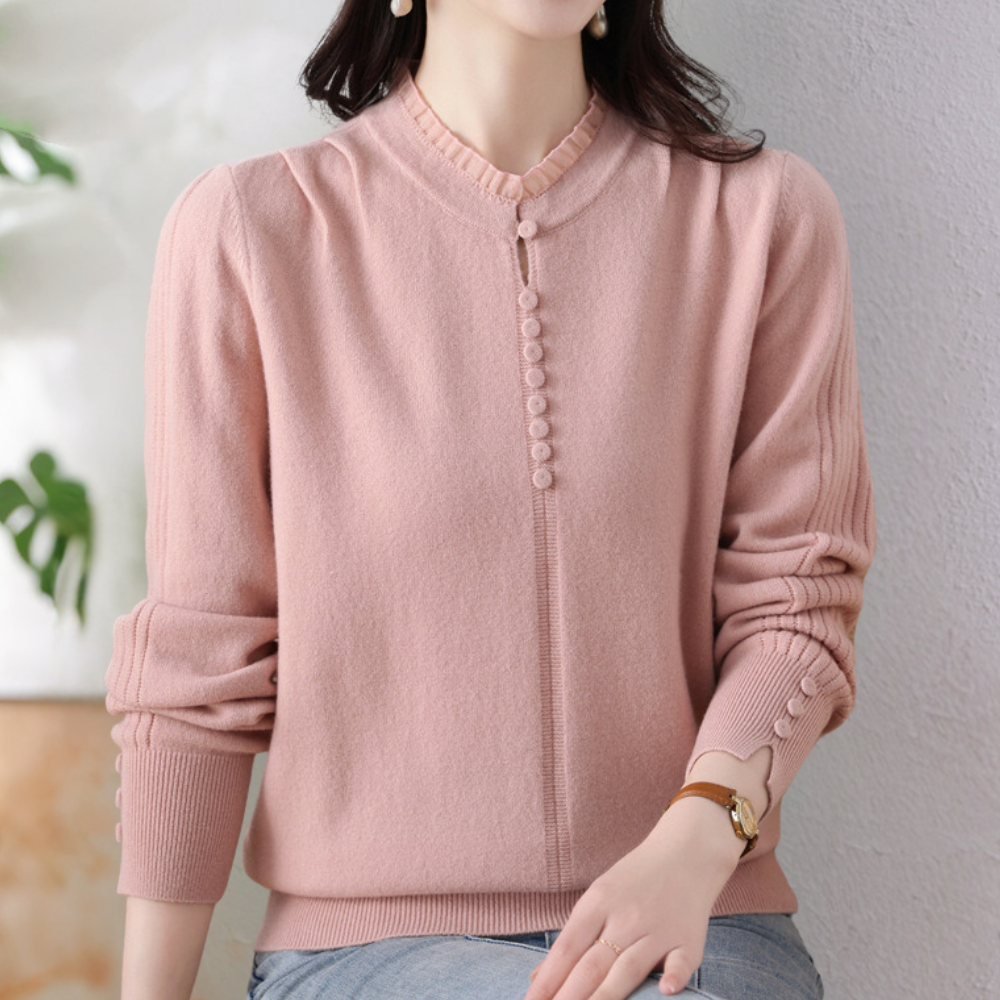 Maglione a Collo Alto con Bottoni | Morbido | Elegante e Versatile
