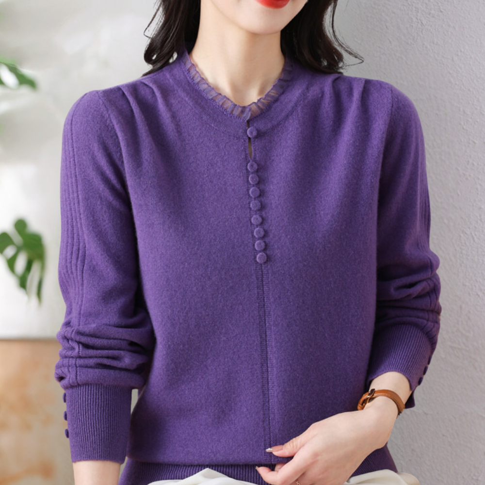 Maglione a Collo Alto con Bottoni | Morbido | Elegante e Versatile