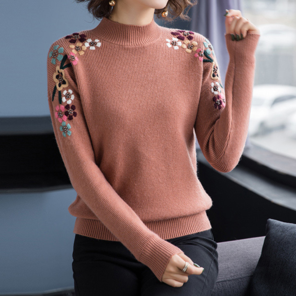 Maglione Donna | Ricami Floreali | Stile Elegante e Morbido
