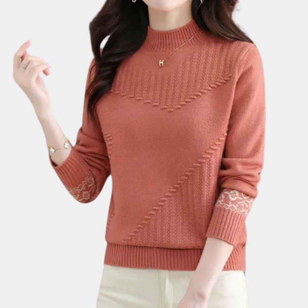 Maglione Donna | Collo Alto & Pizzo | Stile Elegante e Morbido