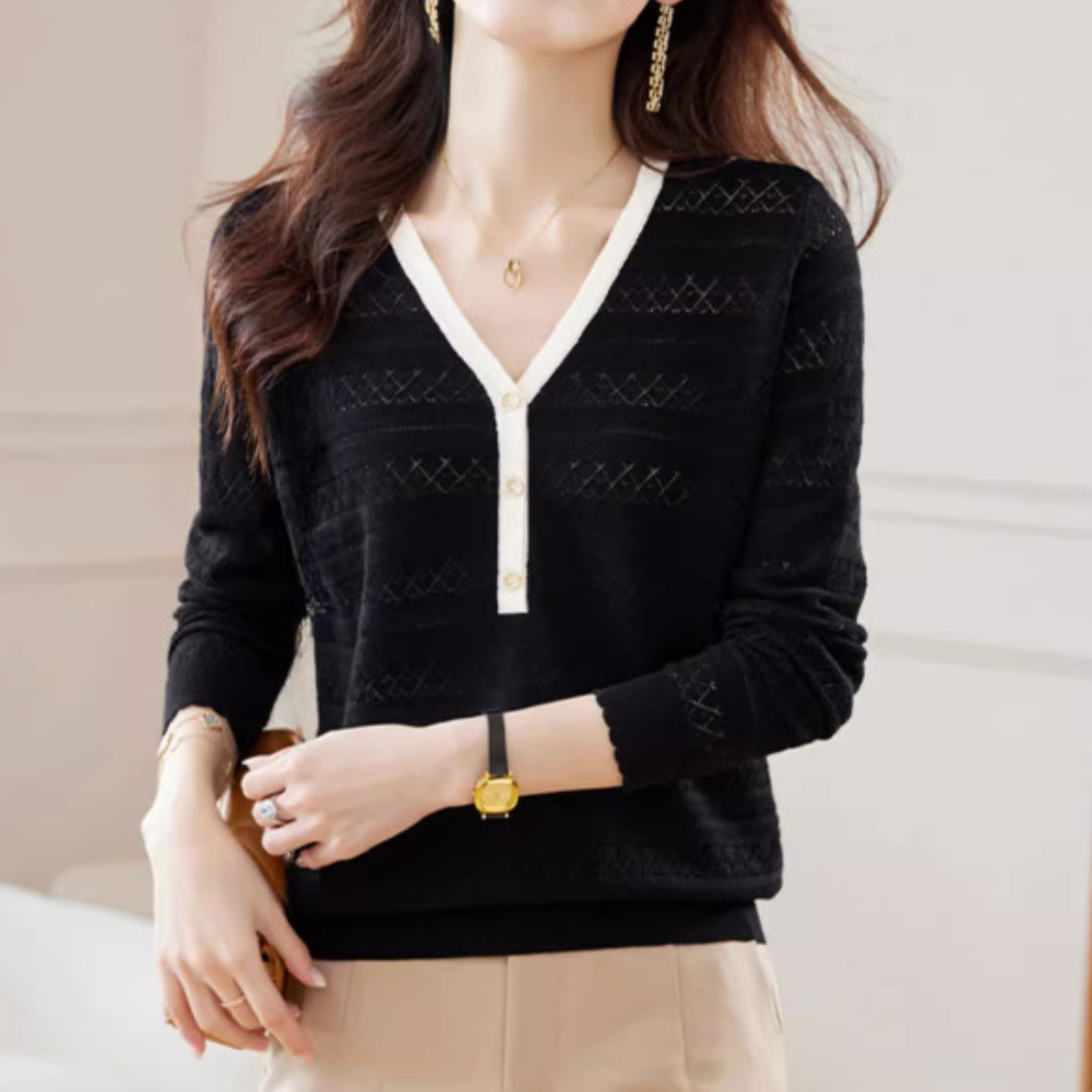 Maglione Scollo a V Donna | Lavorato a Maglia | Stile Elegante e Versatile