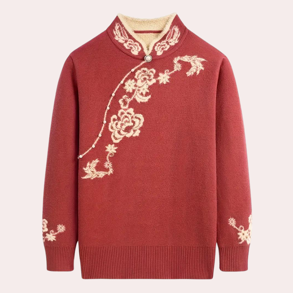 Maglione Ricamato con Collo Alto | Caldo | Elegante e Sofisticato