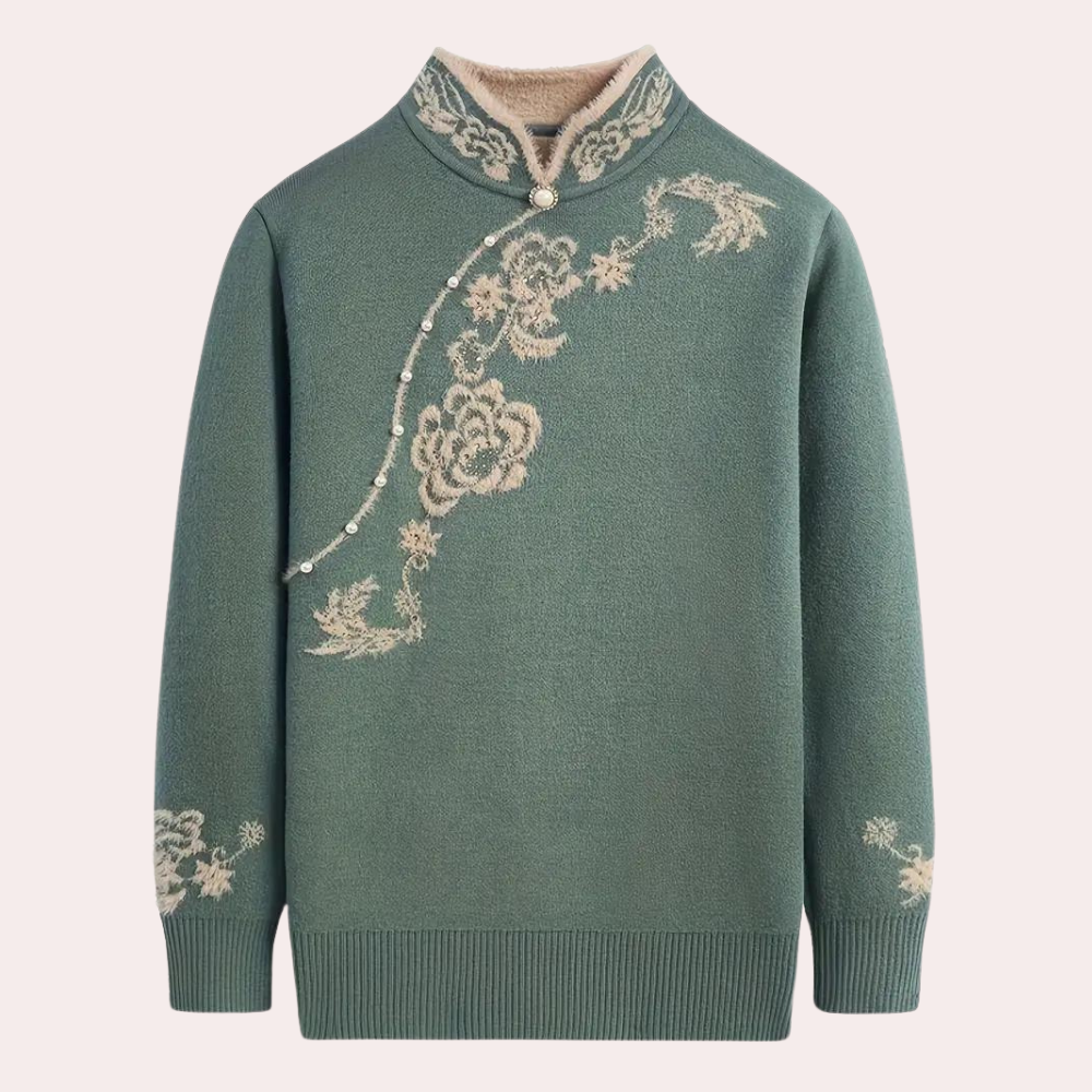 Maglione Ricamato con Collo Alto | Caldo | Elegante e Sofisticato