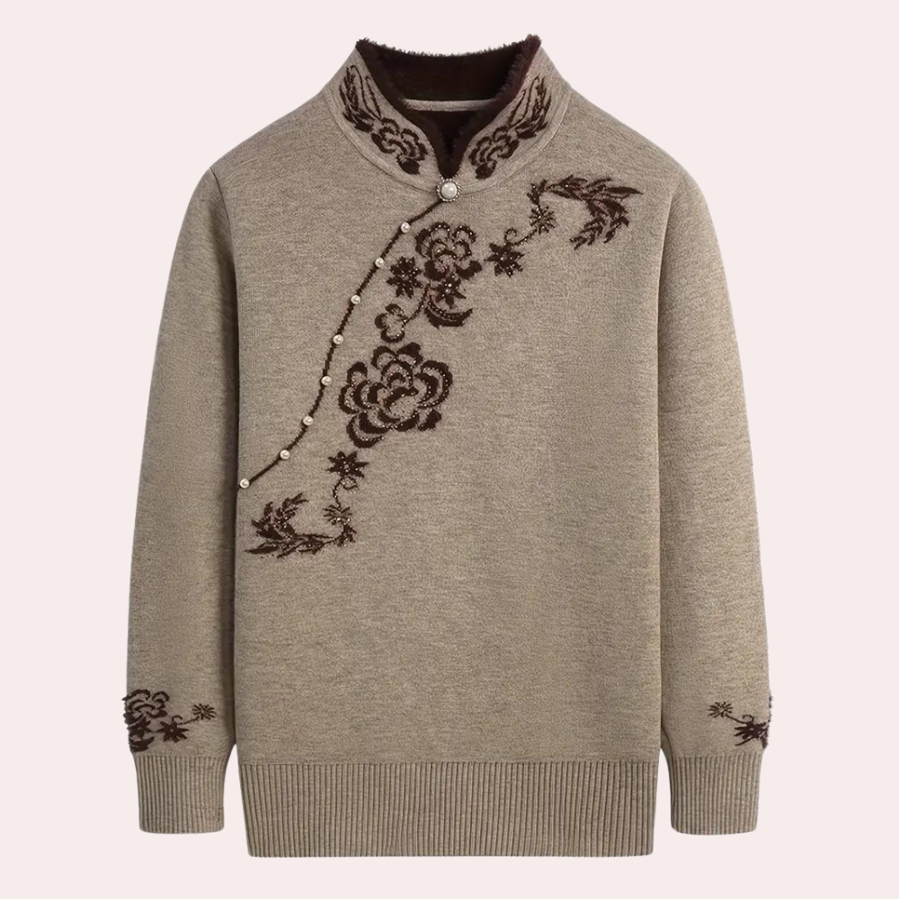 Maglione Ricamato con Collo Alto | Caldo | Elegante e Sofisticato