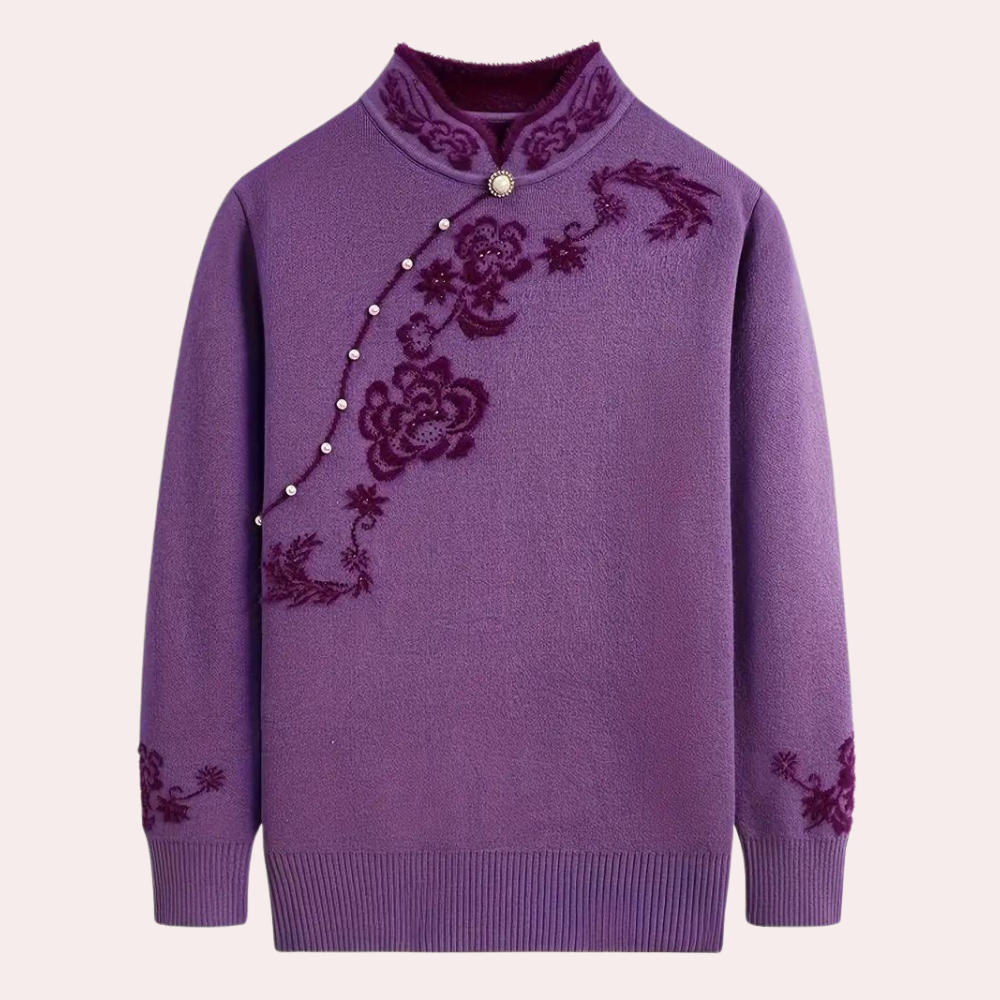 Maglione Ricamato con Collo Alto | Caldo | Elegante e Sofisticato