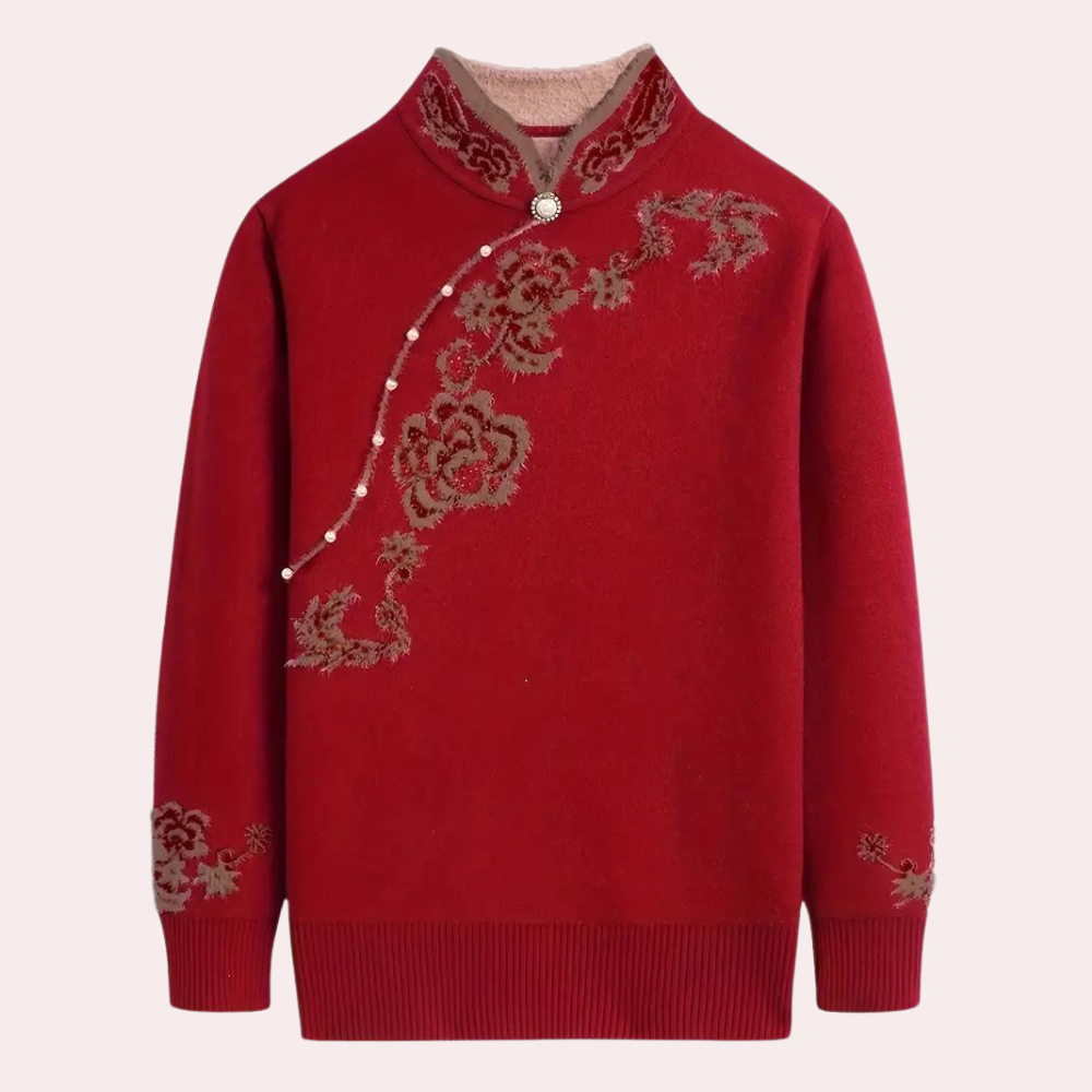 Maglione Ricamato con Collo Alto | Caldo | Elegante e Sofisticato
