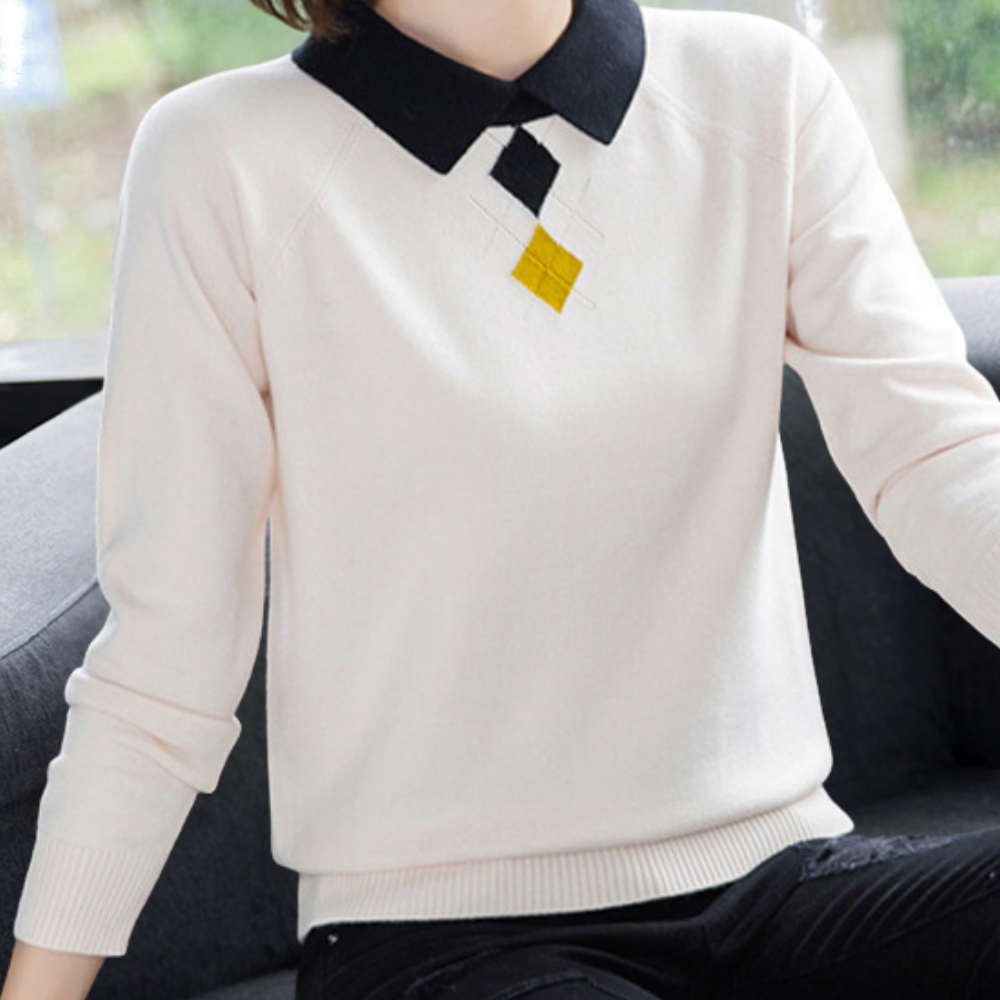 Maglione con Colletto a Contrasto | Morbido | Elegante e Versatile